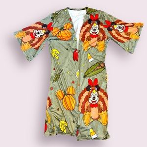 NWOT Kimono Mickey Disney Thanksgiving Turkey Pumpkin Fall Size M / L